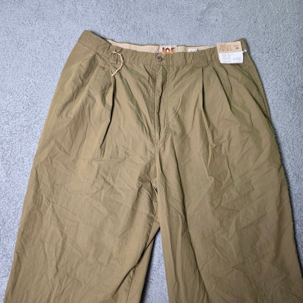 Joseph Abboud Mens 38 JOE Pleated Trousers Khaki Olive Cotton Nylon Blend Pants
